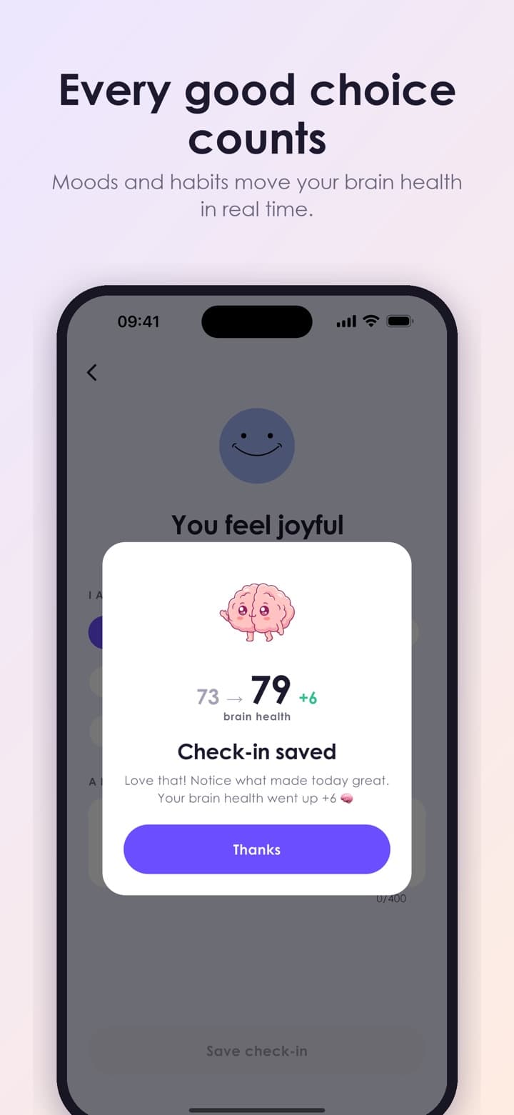 BrainRewire screenshot: Every good choice counts