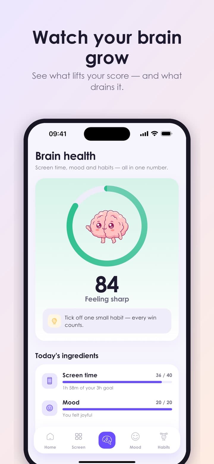 BrainRewire screenshot: Watch your brain grow