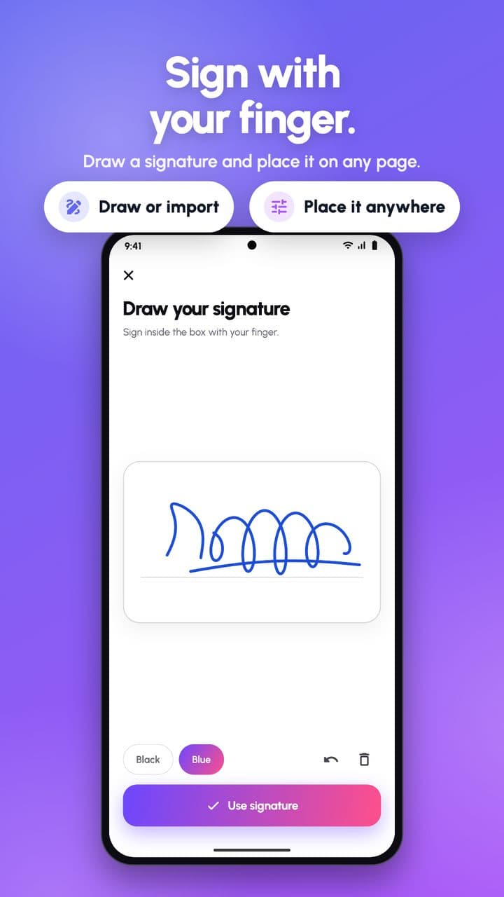 PDF4you screenshot: Sign with your finger