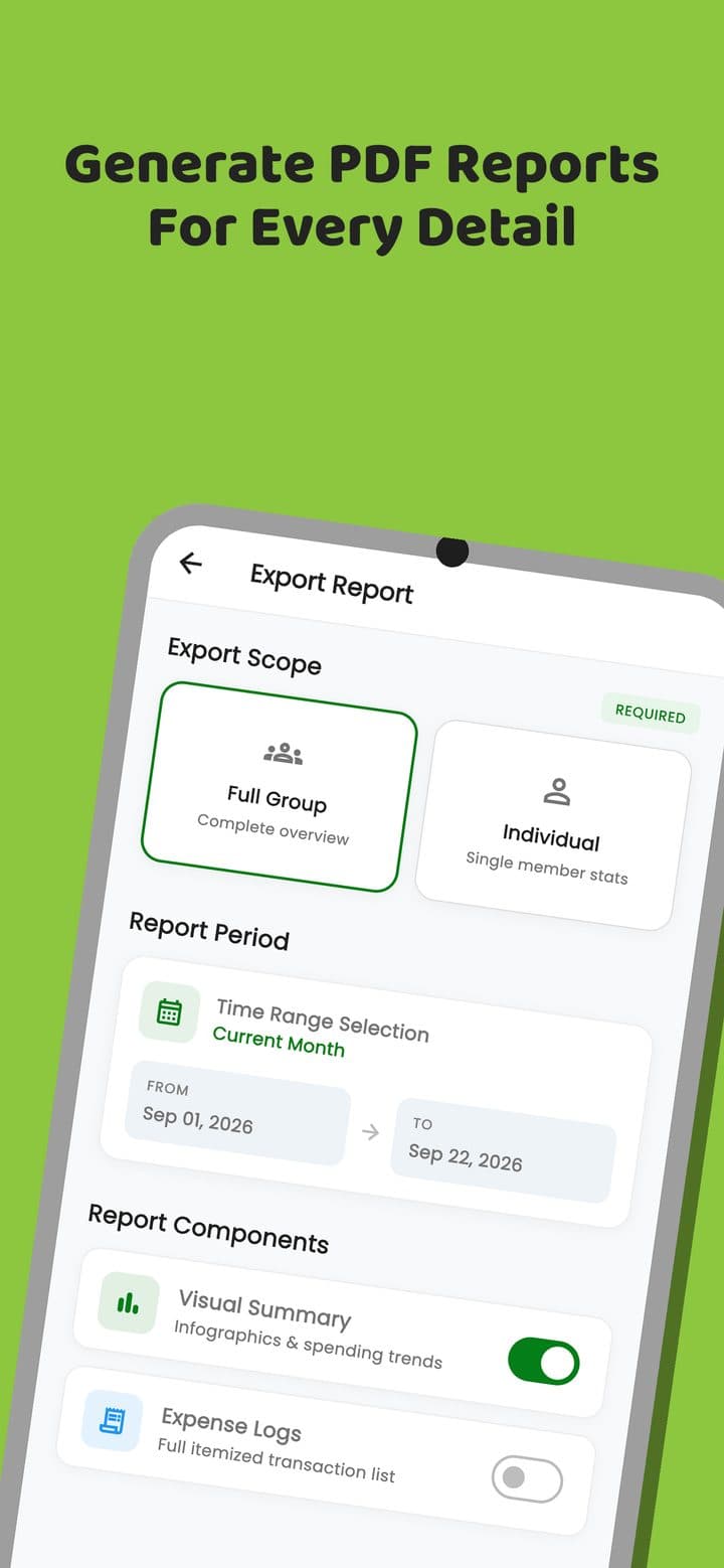 OweBuddy screenshot: Generate PDF reports